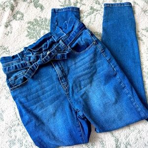 Tie belt jeans high waisted skinny